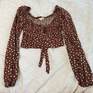 LA Hearts Size Small Brown Flower Top
